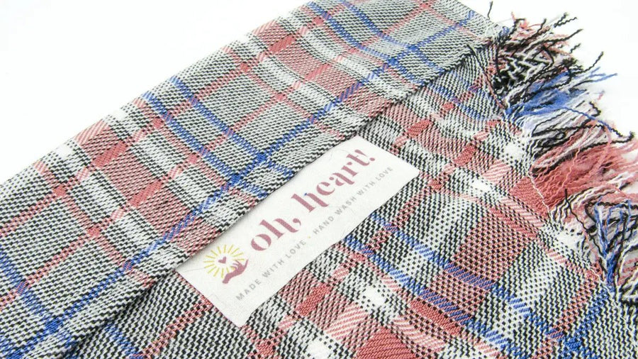 Light Colored Plaid Flannel Pet Bandana Pet Bandana Oh, Heart!