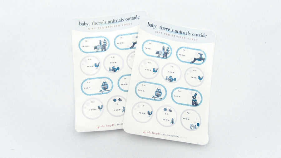 Illustrated Animals Gift Tag Sticker Sheets Gift Tags & Labels Oh, Heart!