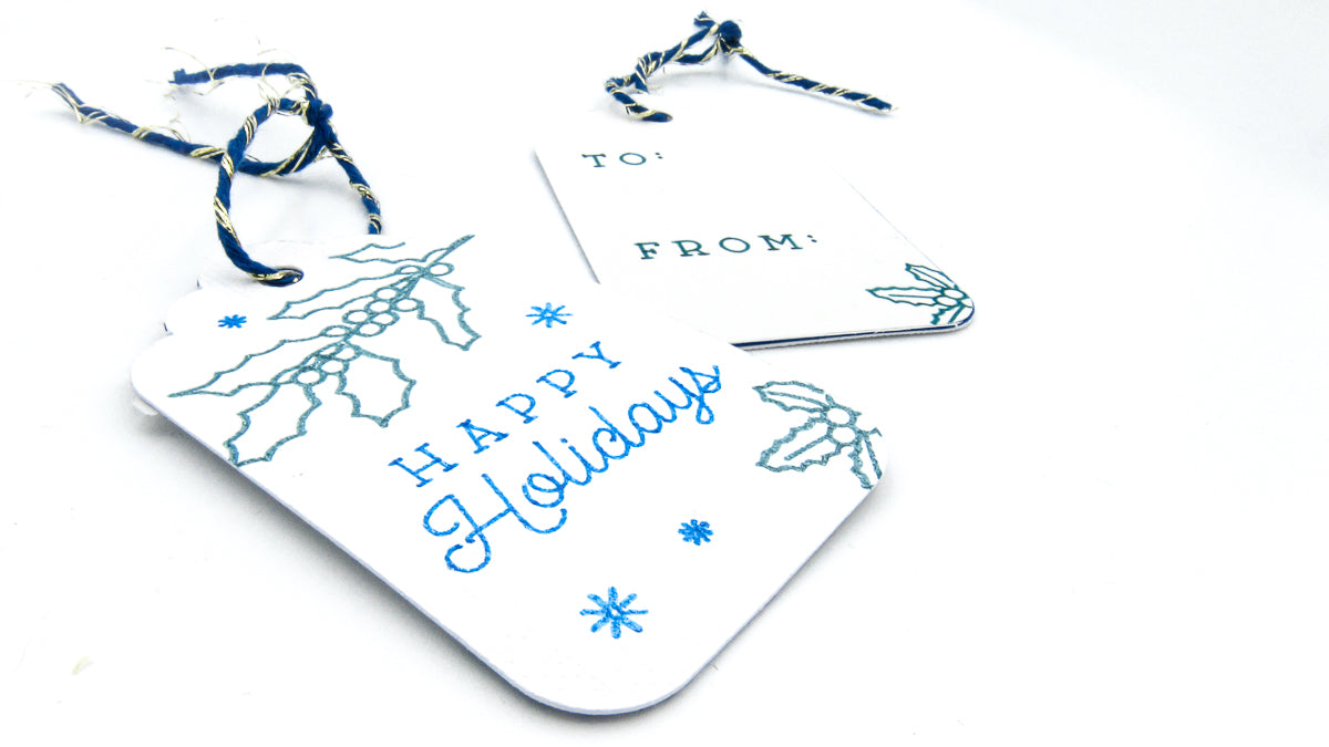 Glitter Holly Double-Sided Holiday Gift Tags Gift Tags & Labels Oh, Heart!