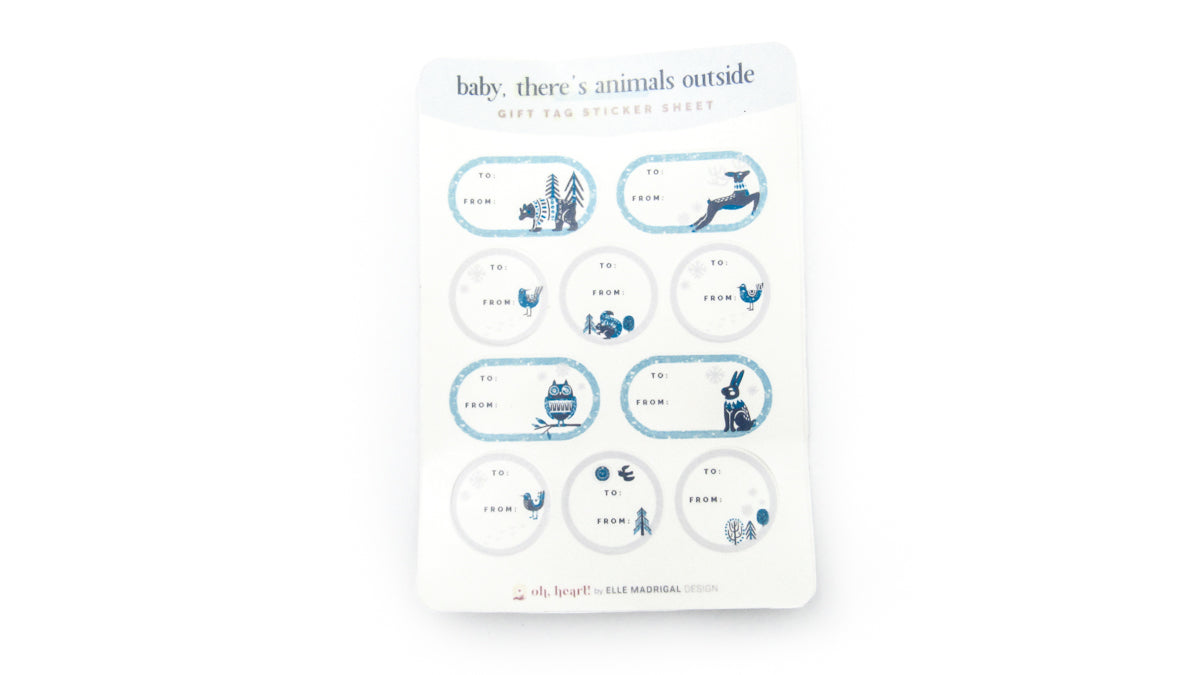 Illustrated Animals Gift Tag Sticker Sheets Gift Tags & Labels Oh, Heart!