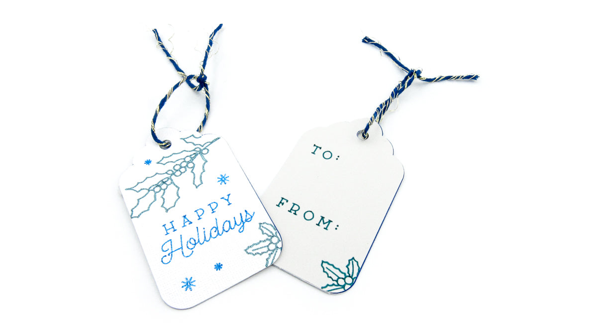 Glitter Holly Double-Sided Holiday Gift Tags Gift Tags & Labels Oh, Heart!