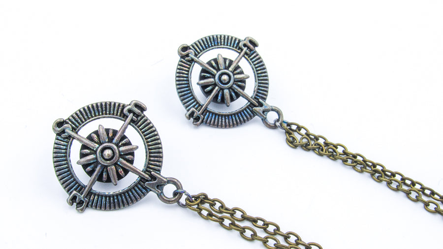 Antique Nautical Compass Lapel Pins Collar Chain collar chain Oh, Heart!