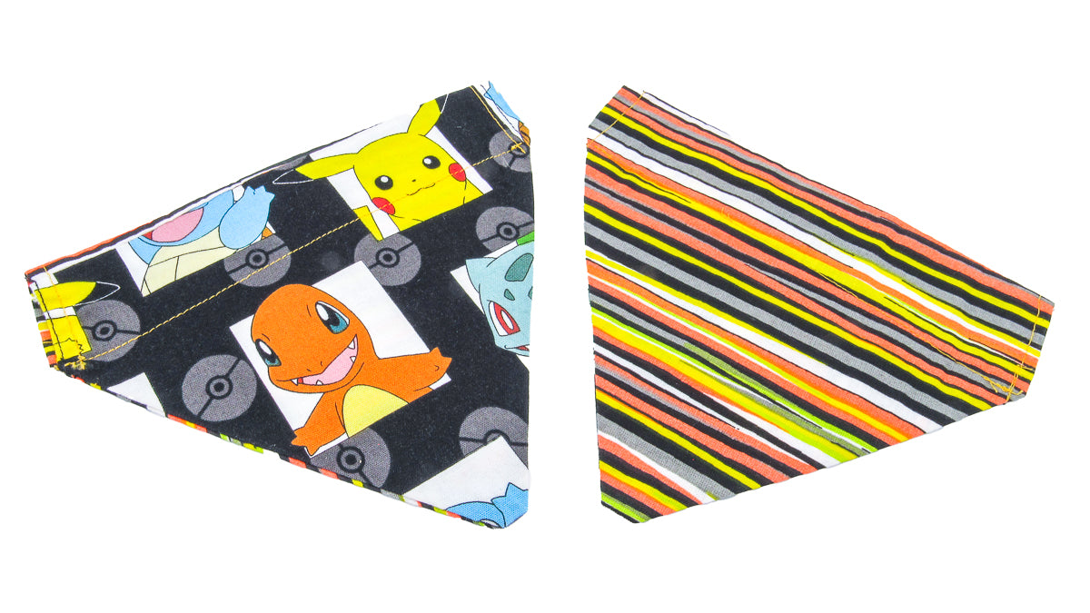 Pokemon and Orange Stripes Reversible Pet Bandana Pet Bandana Oh, Heart!