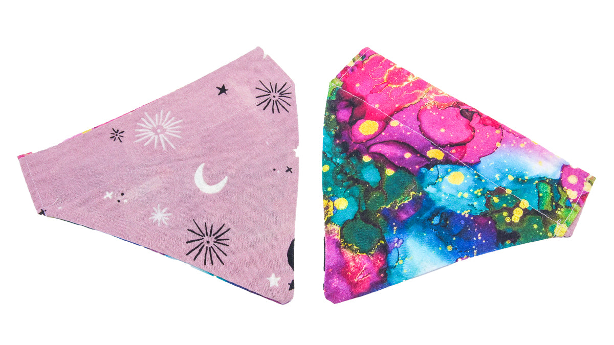 Pink Nebula Space Theme Reversible Pet Bandana Pet Bandana Oh, Heart!
