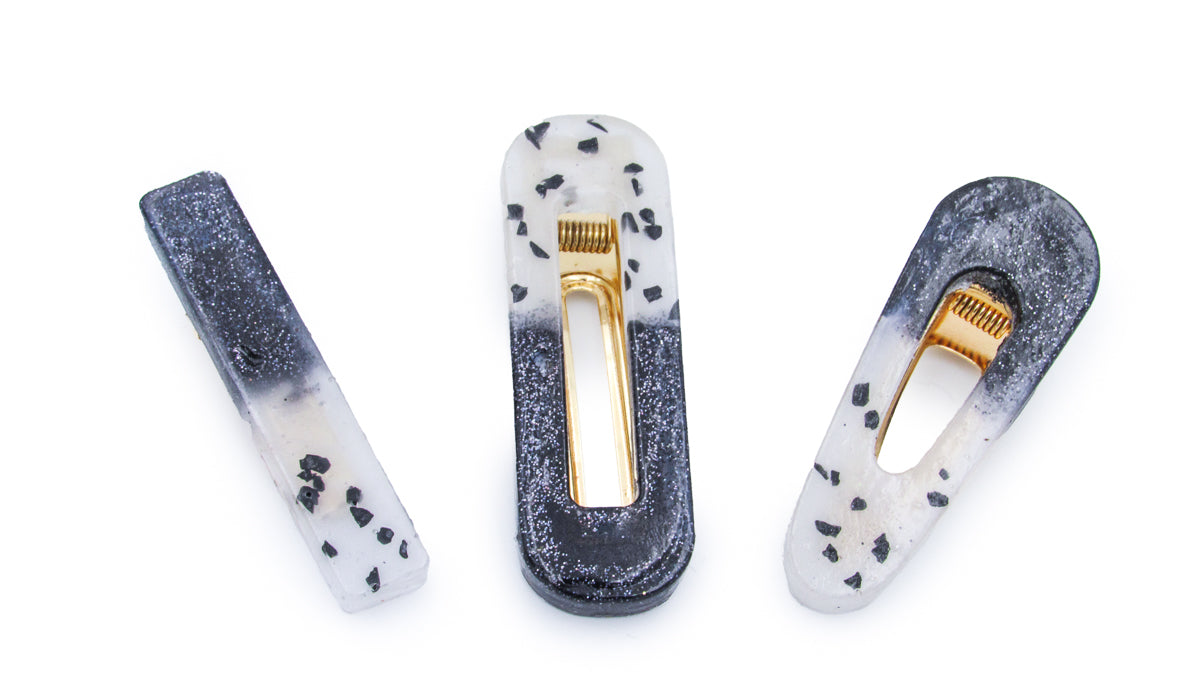 Black and White Modern Acrylic Resin Barrettes Barrettes Oh, Heart!