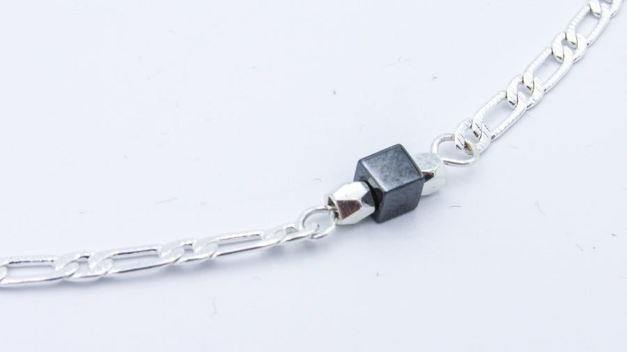 Silver Chain Necklace with Hematite Cube Necklaces Oh, Heart!