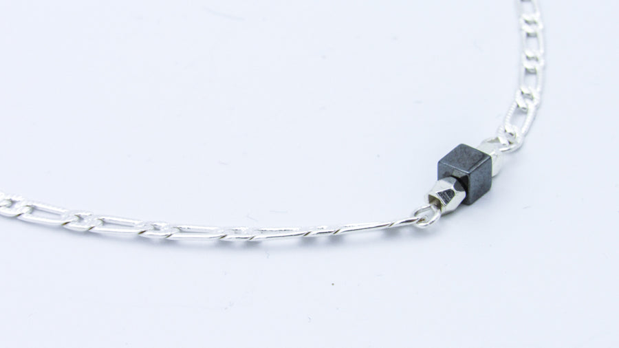 Silver Chain Necklace with Hematite Cube Necklaces Oh, Heart!