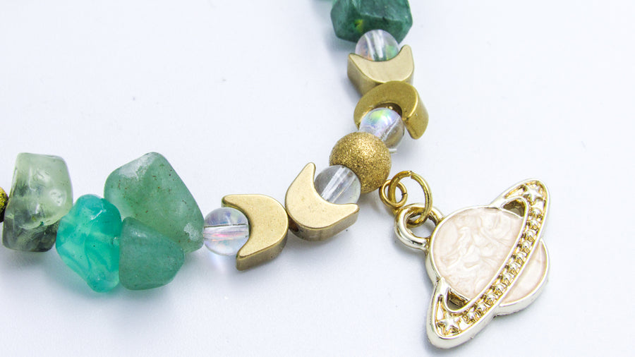 Sunstone and Aventurine Planetary Chip Bead Bracelet Bracelets Oh, Heart!