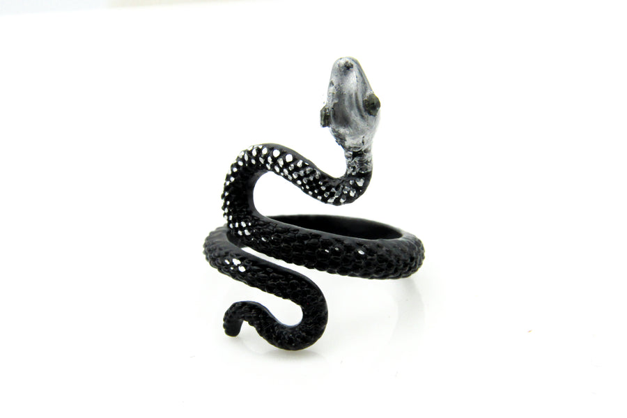 Black and Silver Snake Adjustable Ring Ring Oh, Heart!