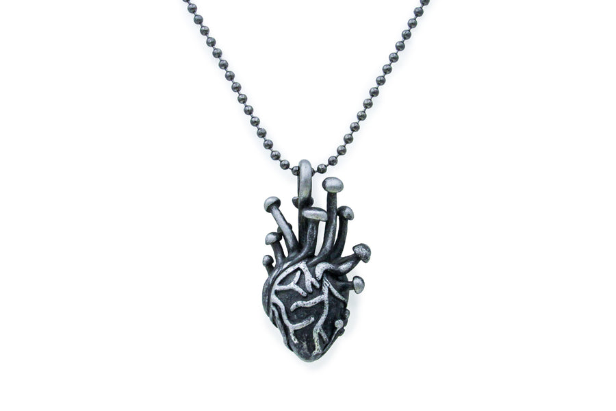 Black Anatomical Heart Pendant Necklace