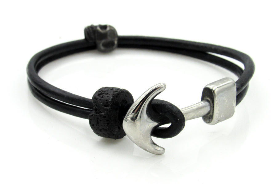 Masculine Scented Leather Cuff with Skull Bead Bracelets Oh, Heart!