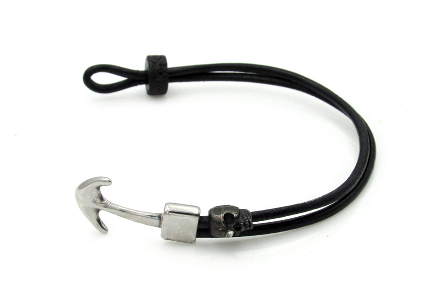 Masculine Scented Leather Cuff with Skull Bead Bracelets Oh, Heart!