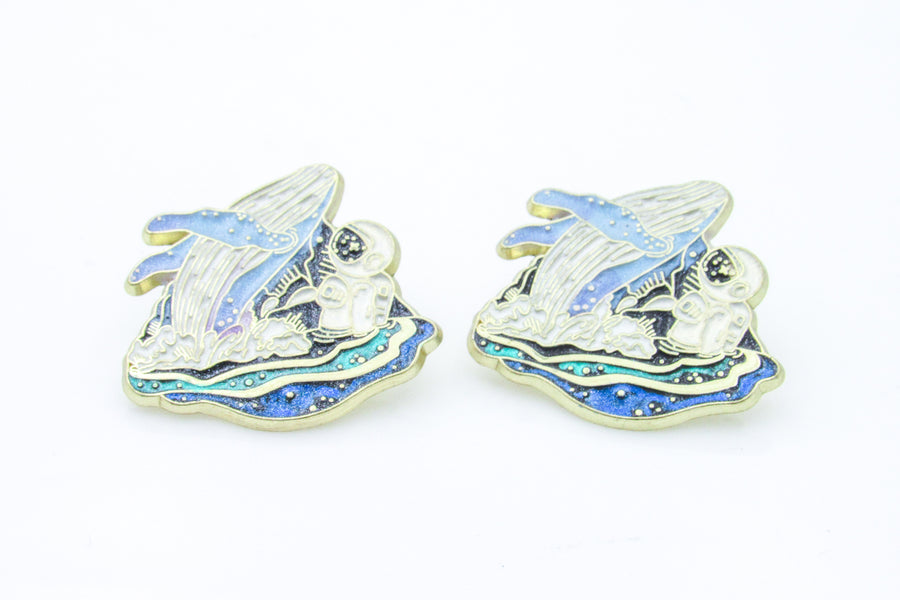 Astronaut and Whale Enamel Pin