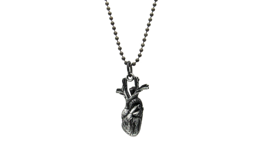 Black Anatomical Heart Pendant Necklace