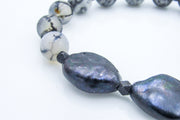 Black Pearls and Grey Stones Stretch Bracelet Bracelets Oh, Heart!