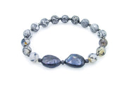 Black Pearls and Grey Stones Stretch Bracelet Bracelets Oh, Heart!