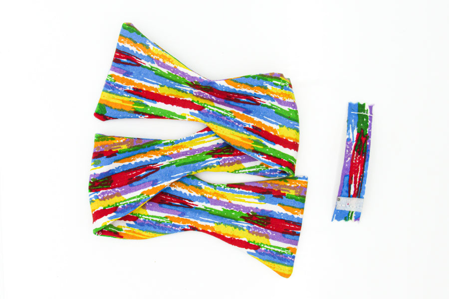 Colorful Rainbow Stripe Vintage Pattern Bow Tie