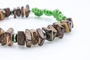 Green Leaves and Coconut Beads Stretch Bracelet Bracelets Oh, Heart!