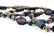 Goth Iridescent Mystic Eye Czech Glass & Hematite Stretch Bracelet