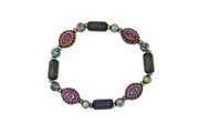 Goth Iridescent Mystic Eye Czech Glass & Hematite Stretch Bracelet