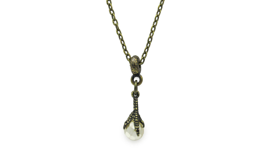 Dragon Claw Pendant Necklace With Glass Crystal Egg