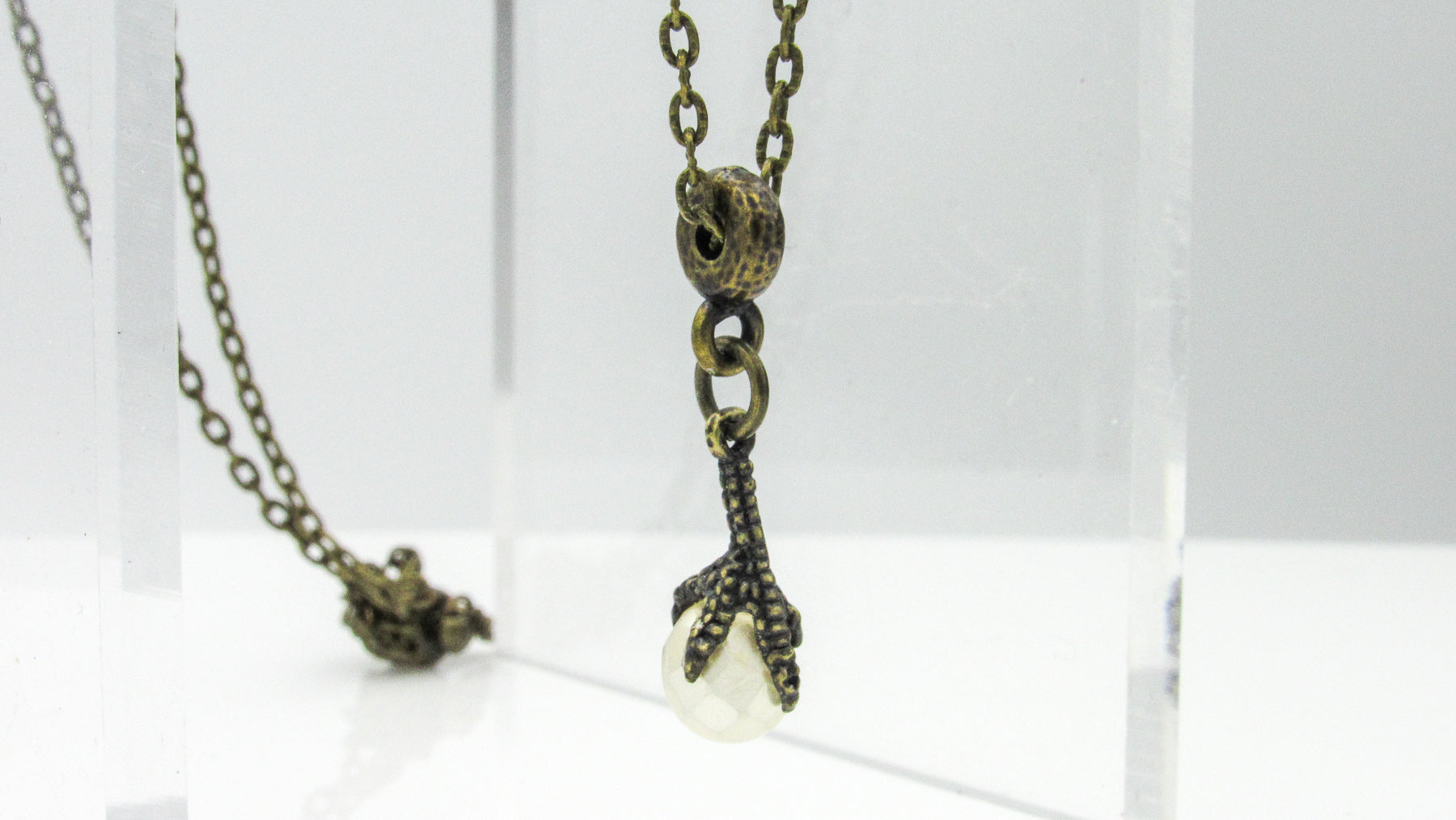 Dragon Claw Pendant Necklace With Glass Crystal Egg