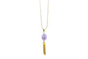 Purple Egyptian Cat Tasseled Gold Necklace