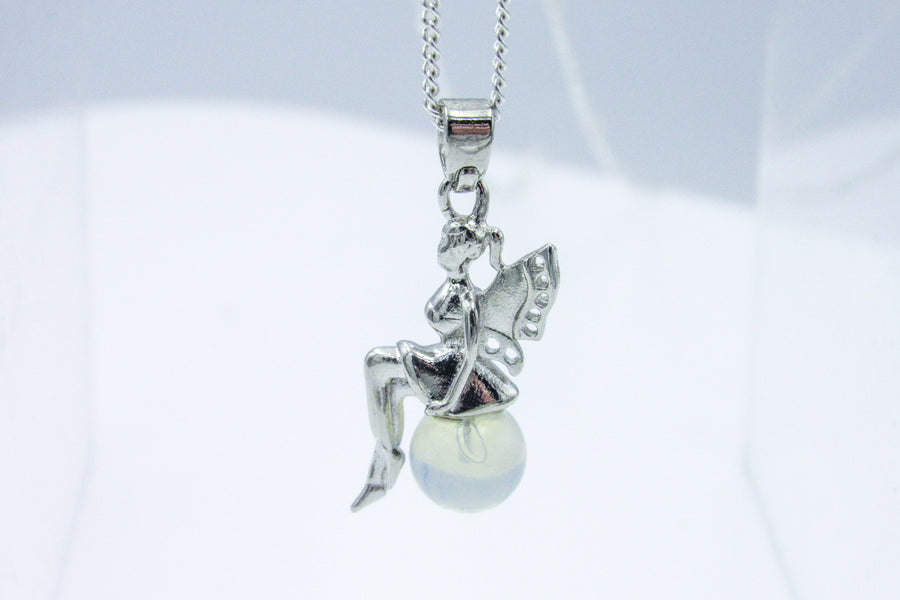 Fairy Pendant on Silver Chain Necklace