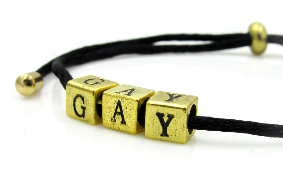 GAY Letter Bead Silk Cord Adjustable Bracelet Bracelets Oh, Heart!