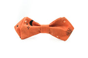 Pumpkin Orange Bow Tie With Moons and Stars