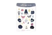 Spooky Cat Themed Iridescent Sticker Sheet