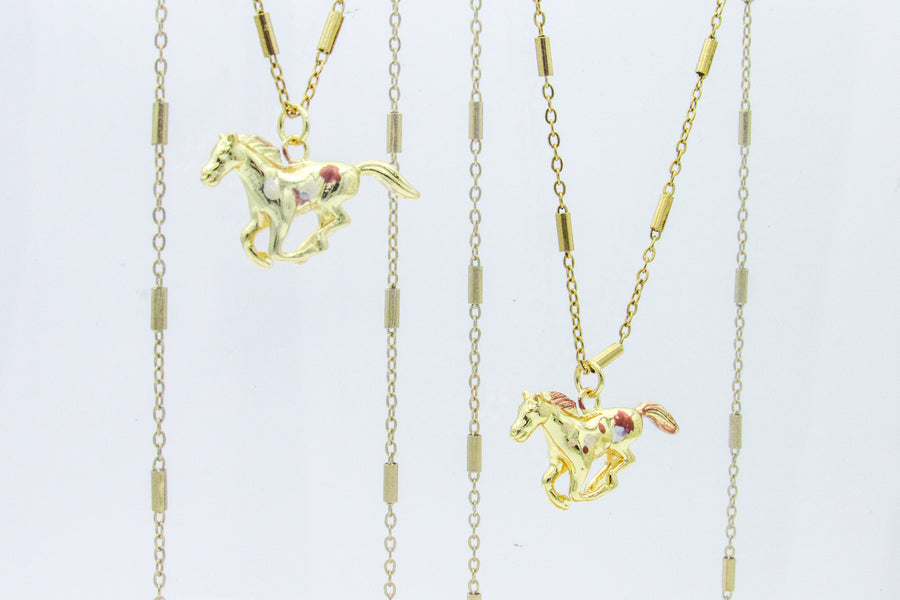 Hand-Painted Horse Pendant Necklace