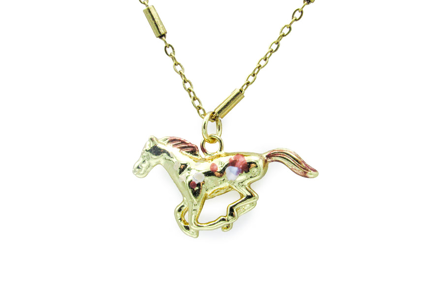 Hand-Painted Horse Pendant Necklace