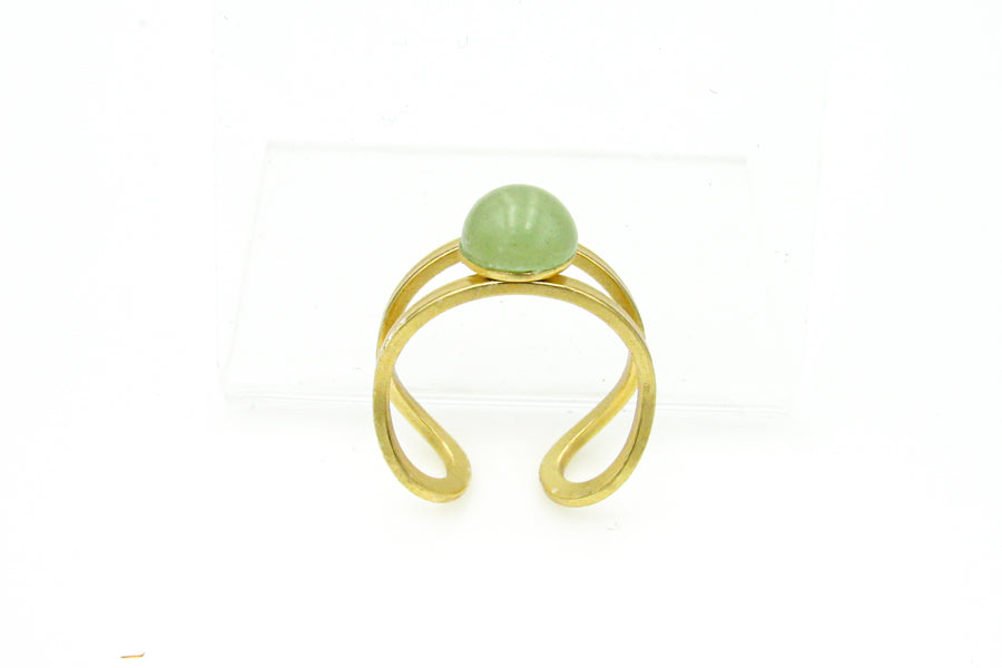 Adjustable Gold and Jade Ring