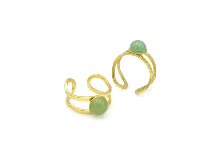 Adjustable Gold and Jade Ring