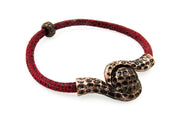 Magnetic Tentacle Clasp Red Patterned Suede Bracelet
