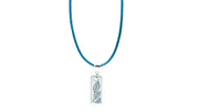 Leaves Charm on Turquoise Leather Cord Necklace