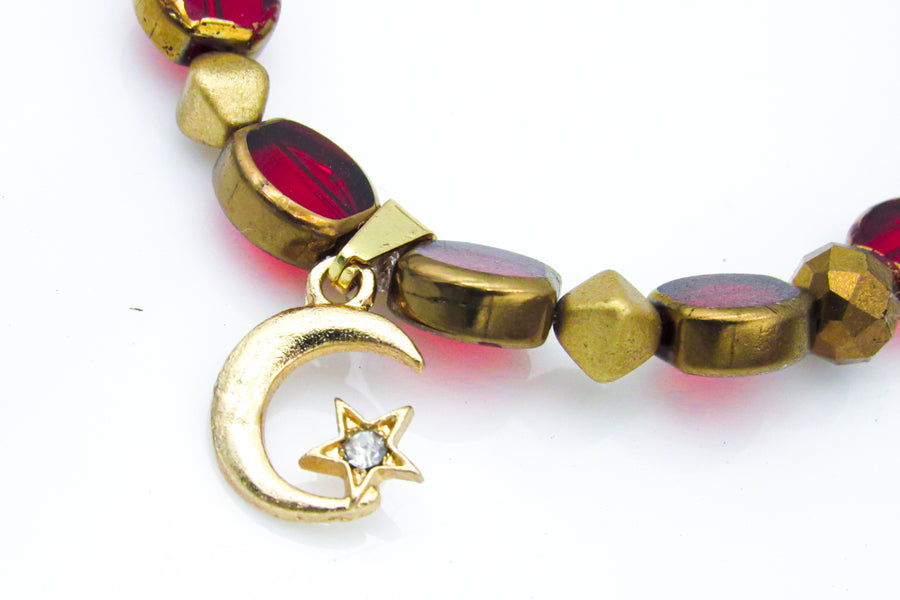 Geometric Red and Gold Lunar New Year Bracelet