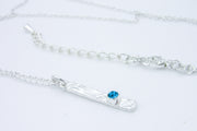 Minimalist Sterling Silver Drop Pendant Necklace With Turquoise Rhinestone