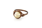 Mother of Pearl Wire-Wrapped Ring