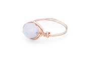 Aquamarine Faceted Bead Rose Gold Wire-Wrapped Ring