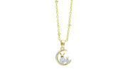 Mother and Child Rabbit Charm Necklace With CZ Crystal