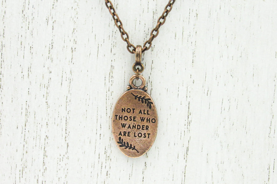 Tolkien Quote Pendant Necklace With Redwood Design
