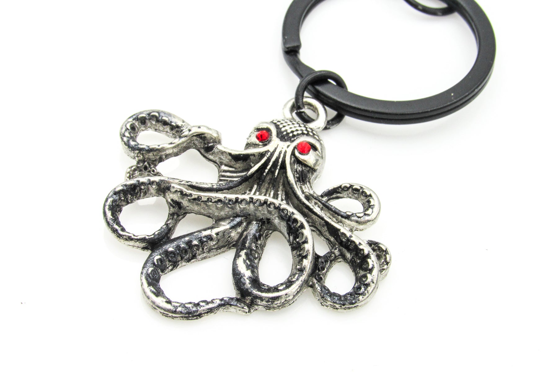 Octopus Keychain With Red Rhinestone Eyes