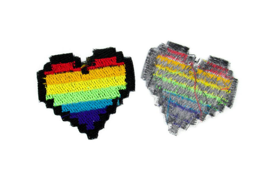 Pixel Heart Iron-on Patch -   Patches, Pixel heart, Embroidered patches