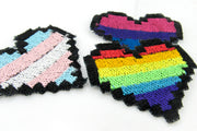 Pride Pixel Heart Embroidered Iron On Patch