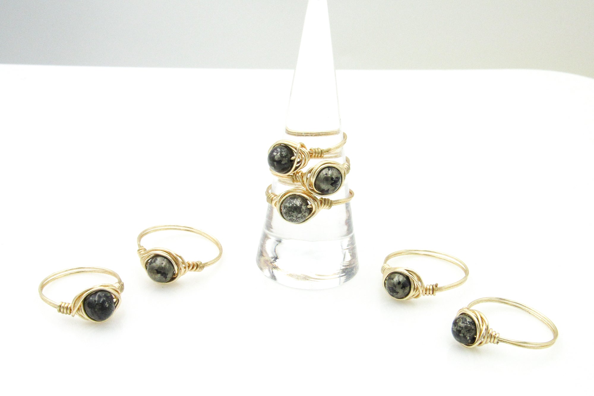 Pyrite Wire-Wrapped Gold Ring