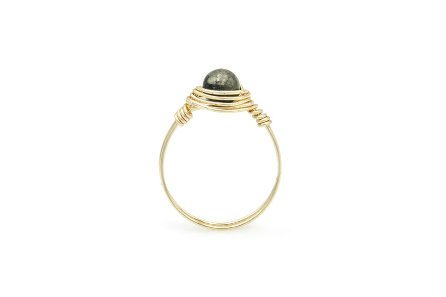 Pyrite Wire-Wrapped Gold Ring