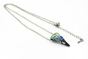 Iridescent Rainbow Raven Skull Goth Necklace