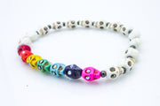 Rainbow Skulls with Rhinestones Stretch Bracelet